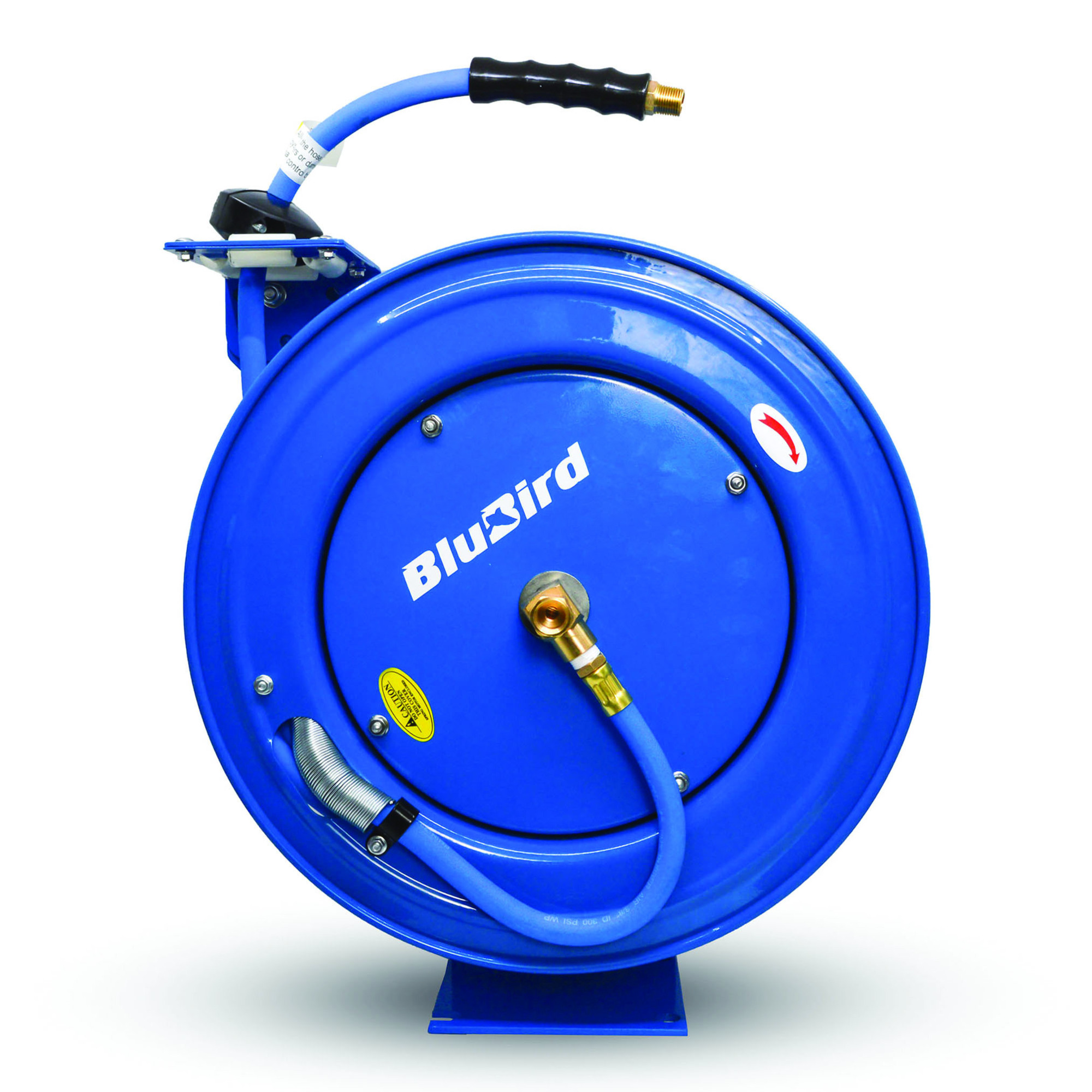 BluBird, Rubber Air Hose Reel HD SA Assembly 3/8in.x75ft., Hose Diameter 3/8 in, Hose Length 75 ft, Model# BBRHD3875
